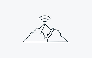 Gráfico de unas montañas representando internet donde vivas