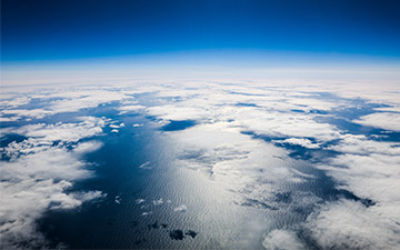 Aerial view of clounds over the ocean