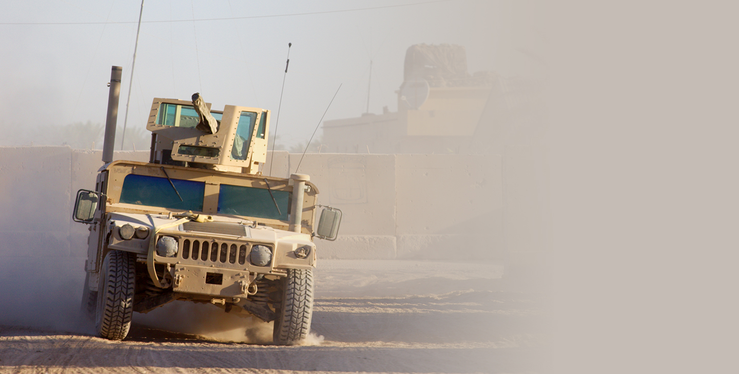 Close-up of a humvee wtih land mobile antennas