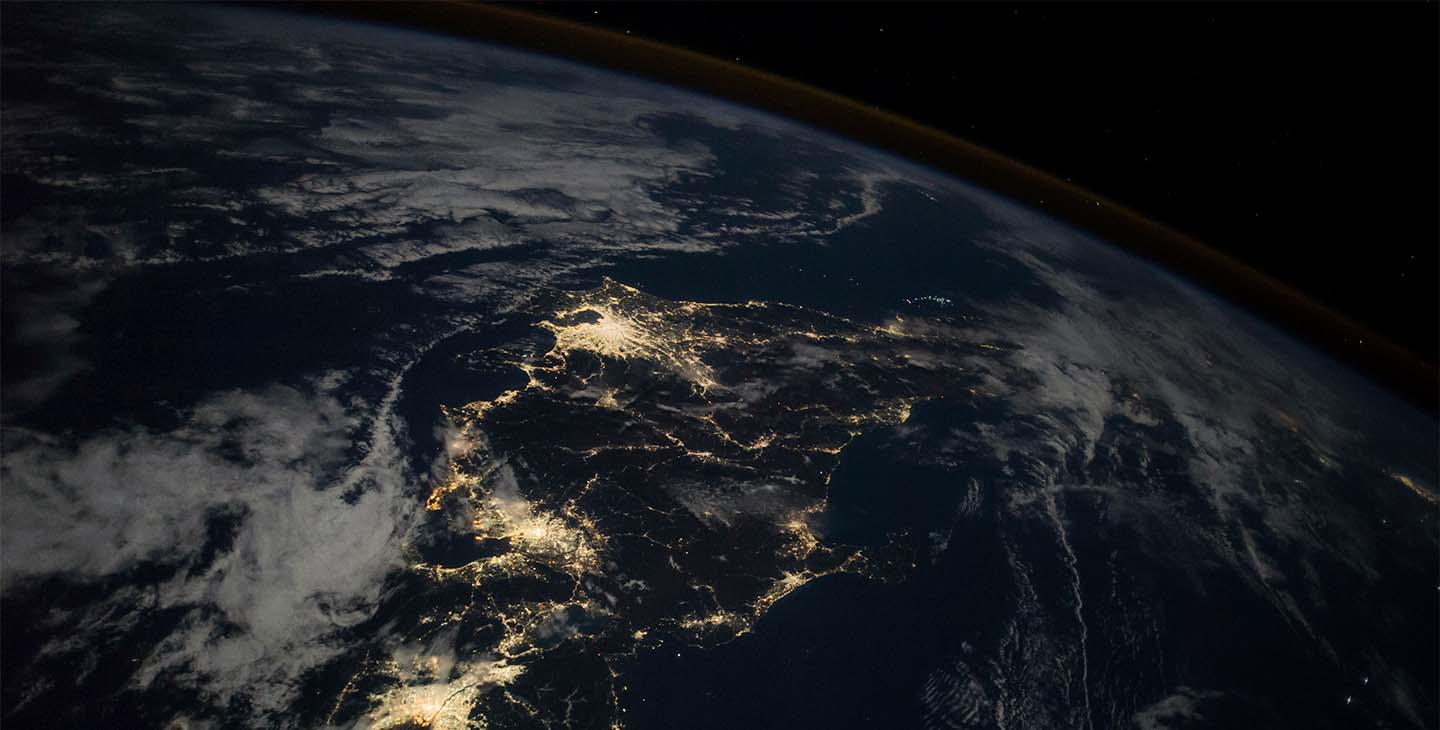 A picture of earth from space, being connected in some of the hardest to reach places by ViaSat-3