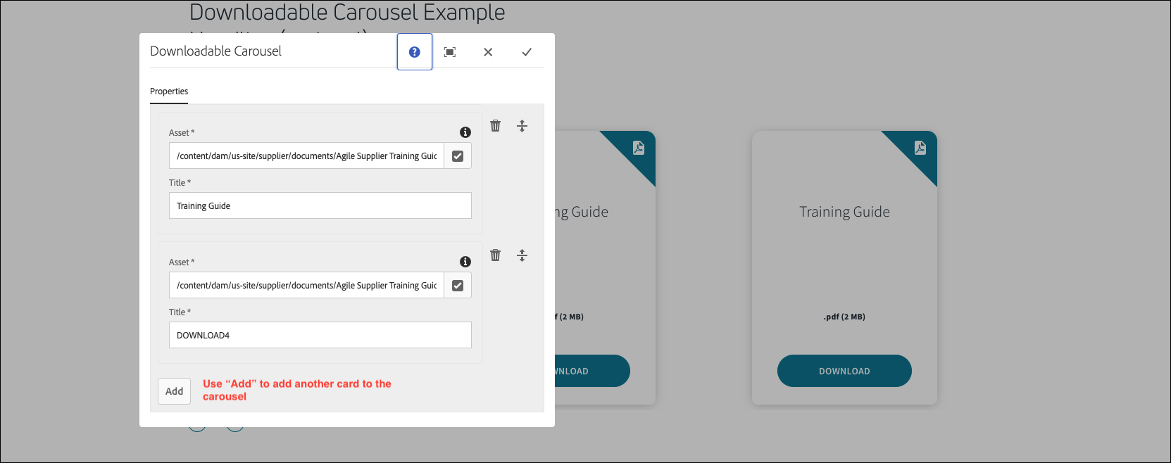 Downloadable Carousel Authoring Experience Two