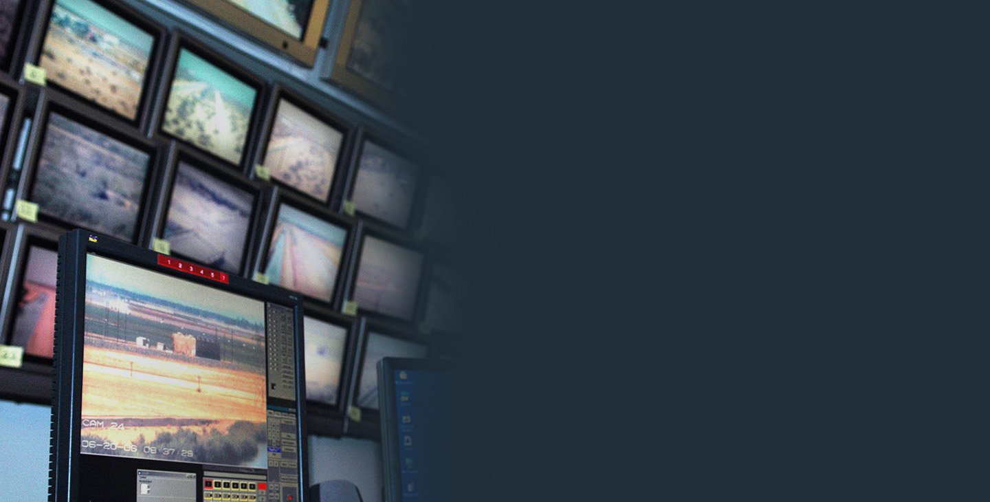 Multiple monitor screens showcasing ISR data and video
