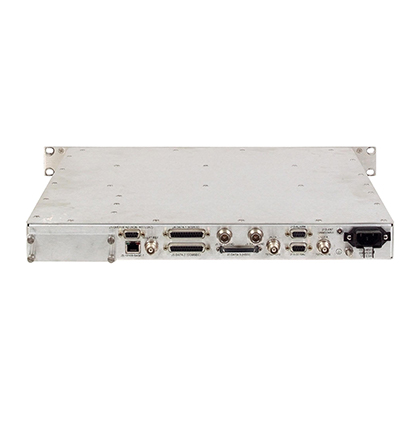 Back view of the MD-1366 EBEM modem featuring power supply and data ports