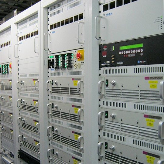 Close-up view of a wall in a server room