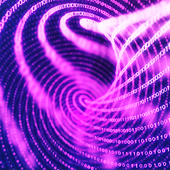 Graphic of neon pink number swirling downward