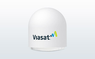 Product image of a white maritime terminal imprinted with the Viasat logo