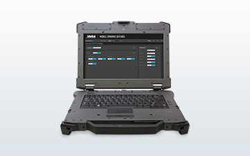 Product image of a mobile military laptop protected wtih Viasat cybersecurity solutions