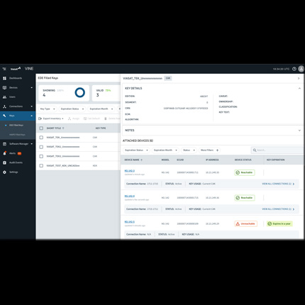 VINE key management screenshot