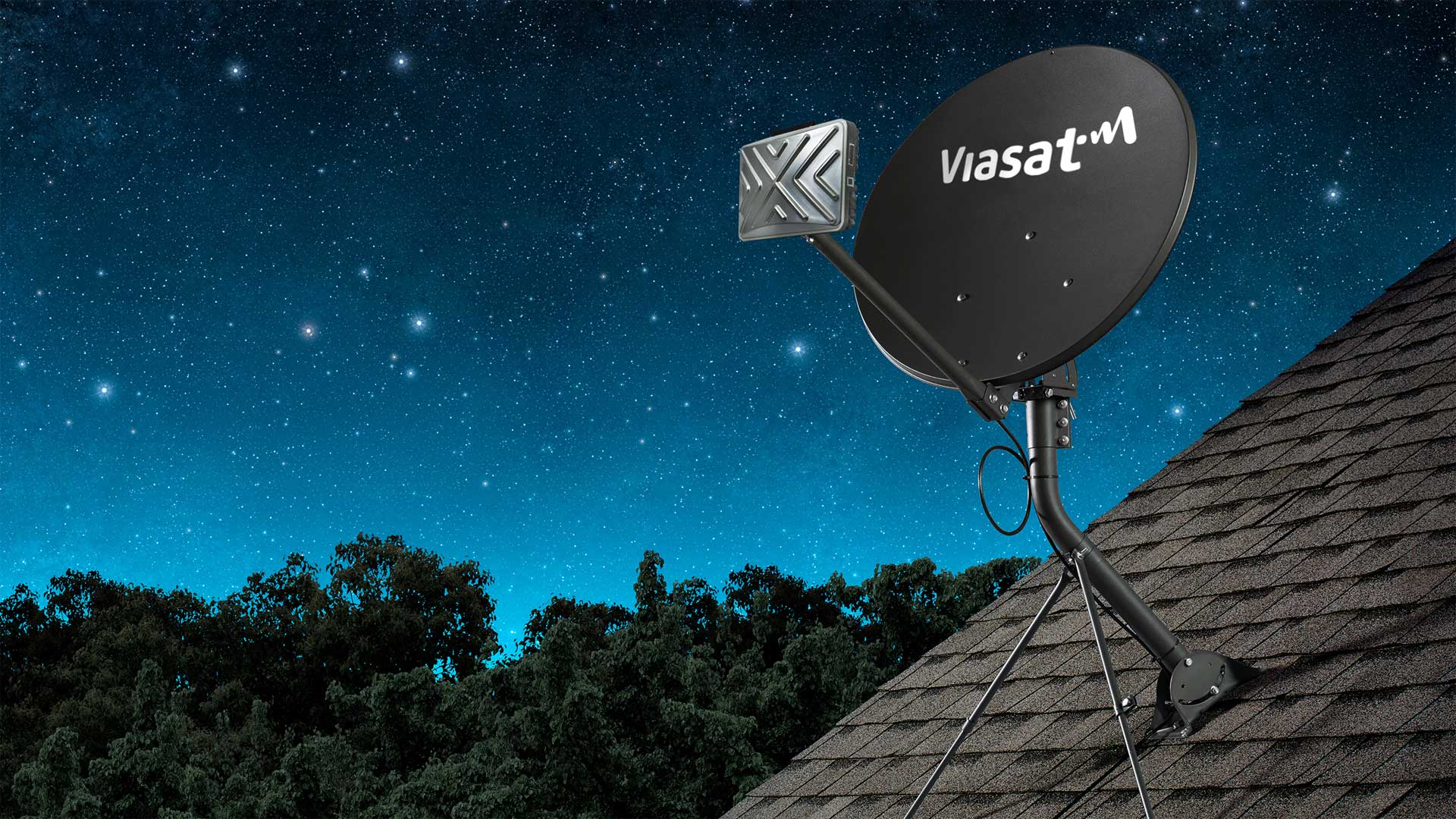 Viasat home satellite internet dish installed on roof