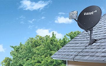 A sloped roof mount example with a Viasat satellite dish installation