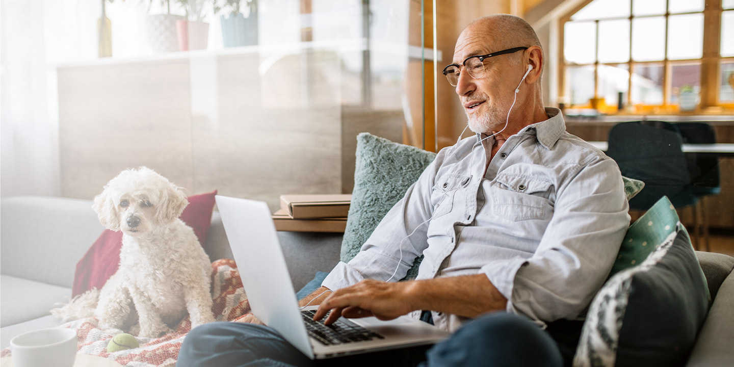 Man working from home on laptop