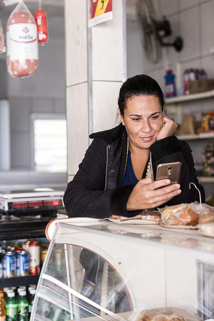 Woman using Wi-Fi in Brazil